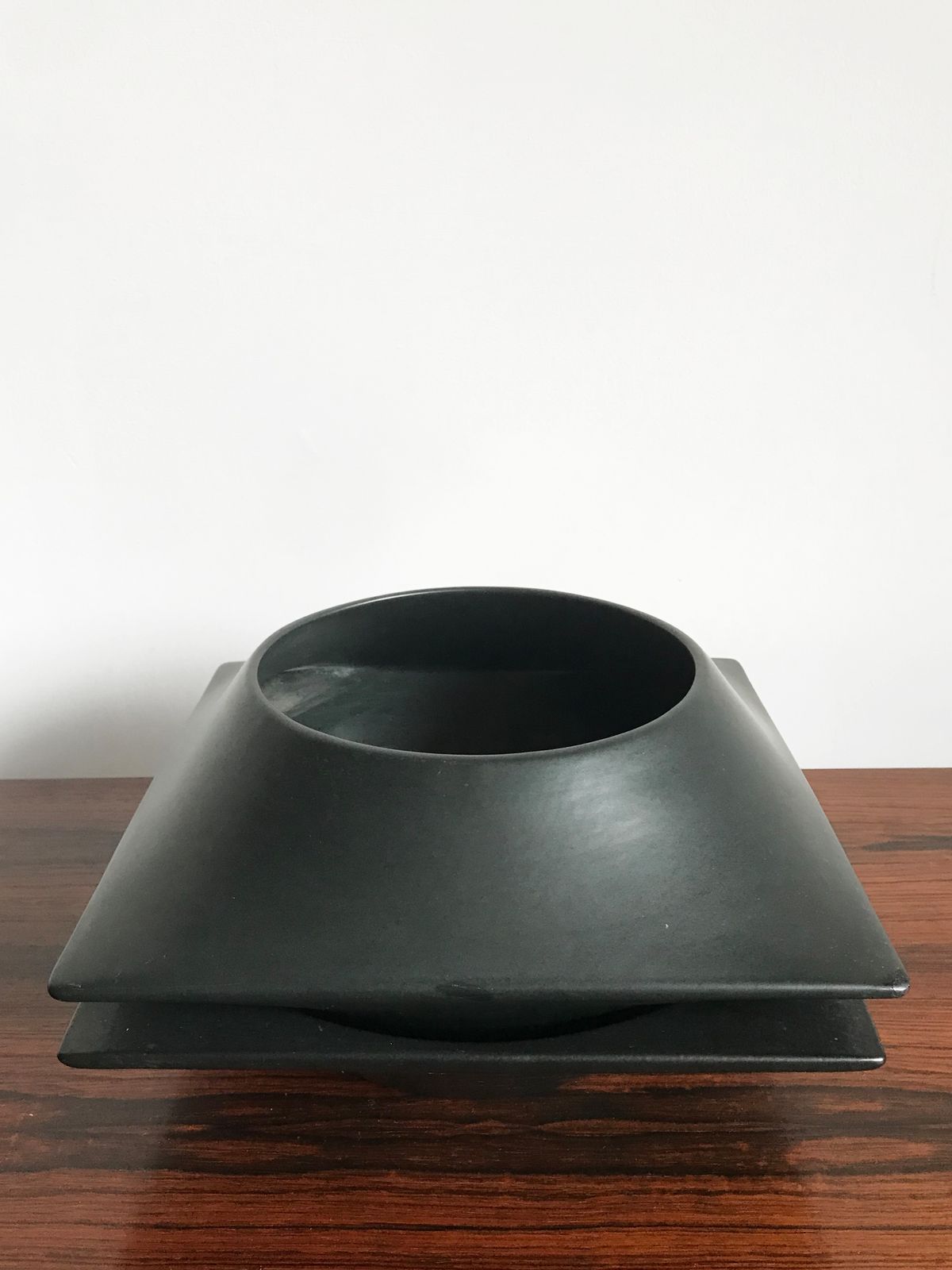 Franco Pozzi Italian Black Ceramic Vase Centerpiece 1960s photo furniture
