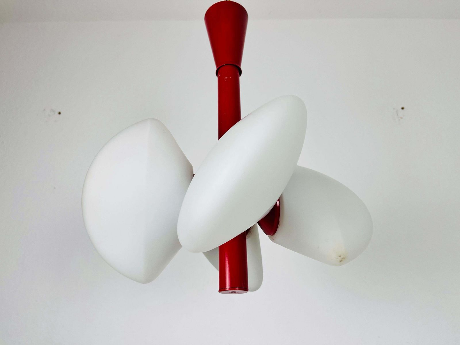 Mid Century Modern Red Kaiser 4 Arm Space Age Chandelier 1960s Germany photo 1493.0