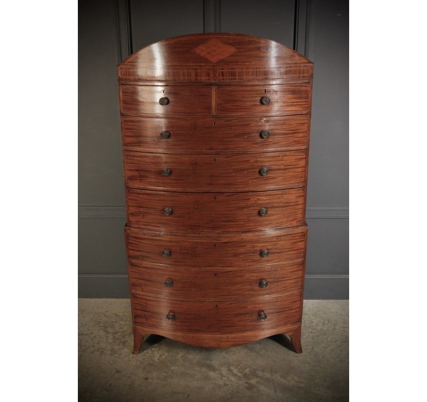 Rare Regency Bow Front Tallboy Chest On Chest photo furniture