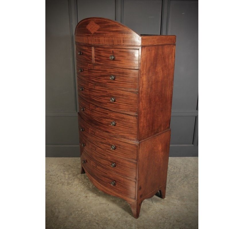 Rare Regency Bow Front Tallboy Chest On Chest photo vinterior