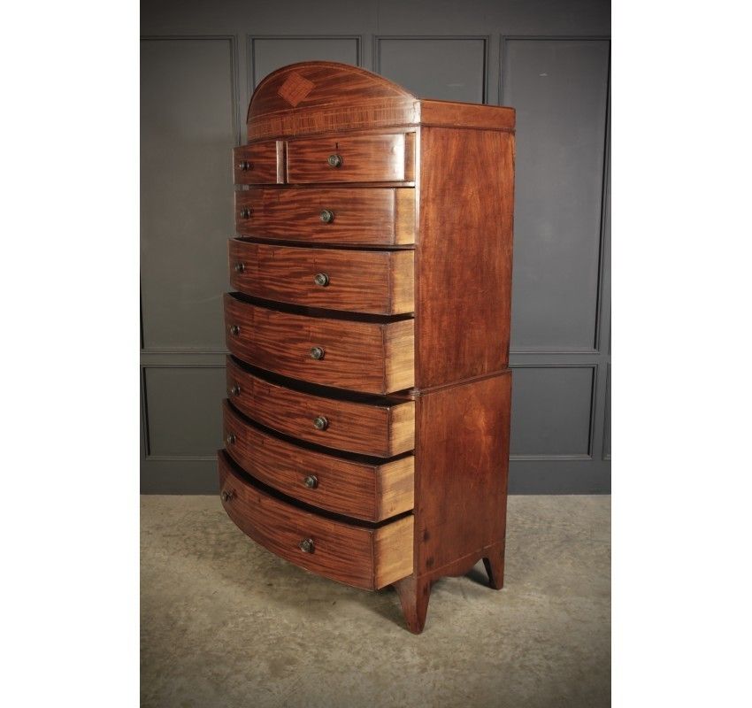 Rare Regency Bow Front Tallboy Chest On Chest photo buy