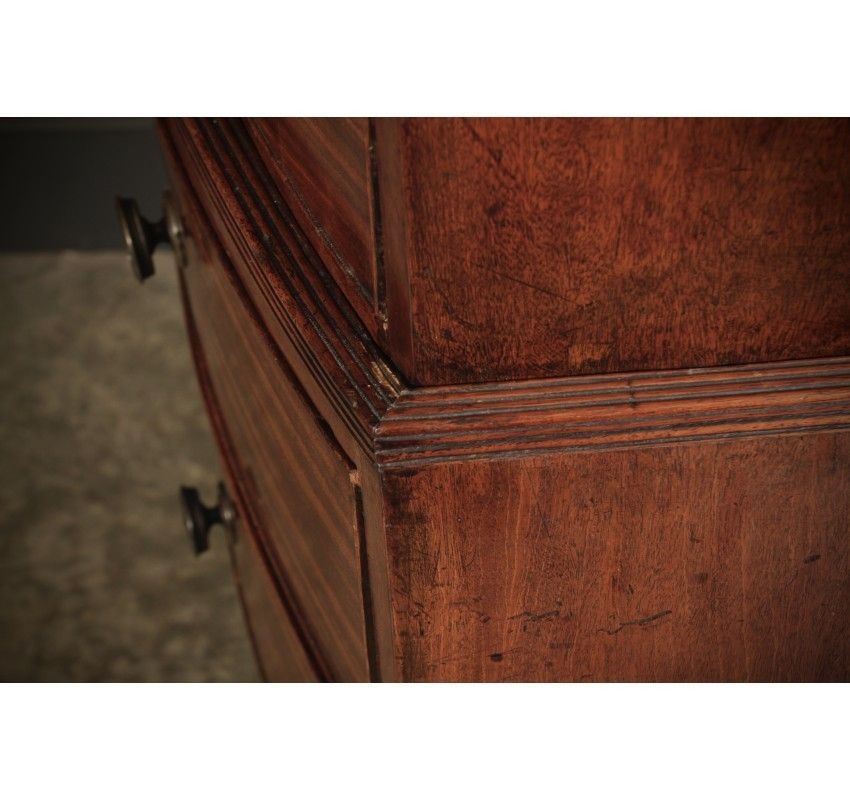 Rare Regency Bow Front Tallboy Chest On Chest photo vintage
