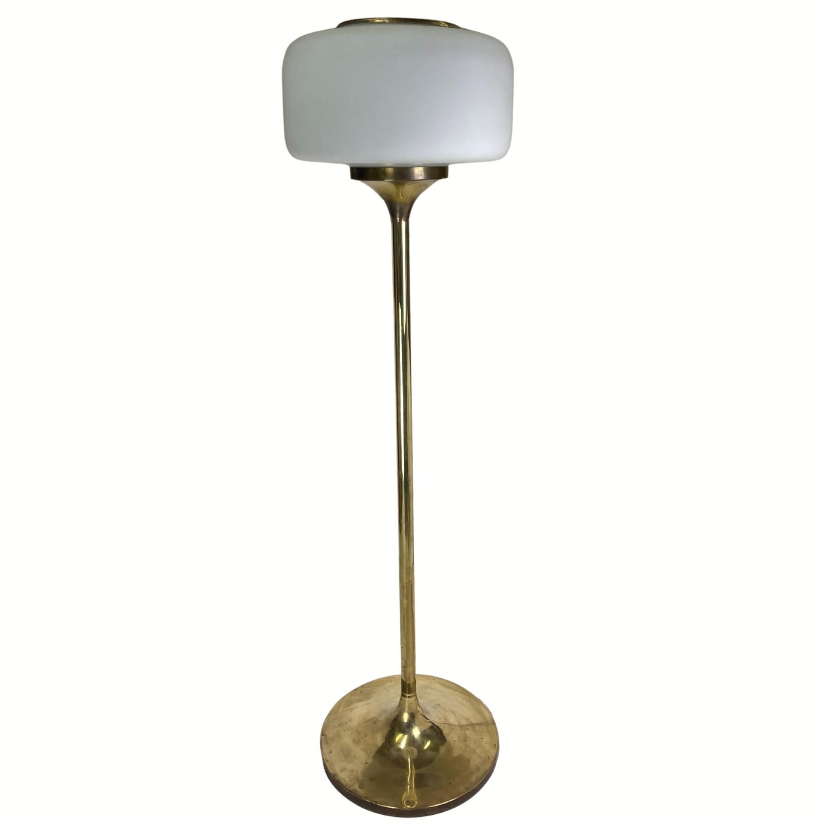 photo for sale Patinated Brass Art Deco Low Floor Lamp, 132cm