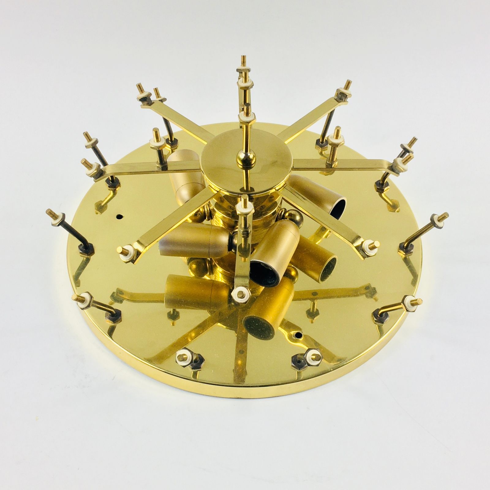 1400.0 Grote Mid Century Plafondlamp Met Bloemmotief In Muranoglas & Messing Van Ernst Palme, Duitsland, Jaren 1970 photo