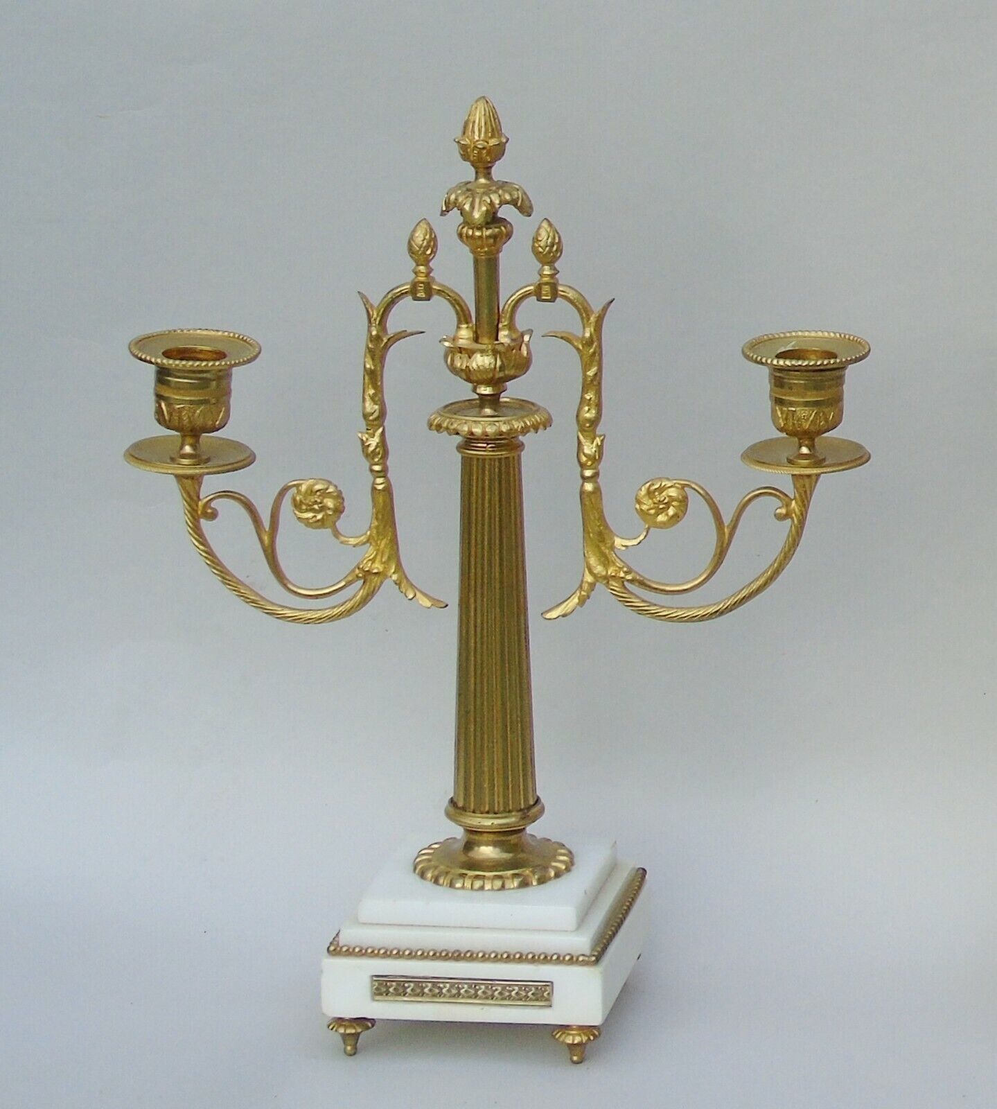 Antique Marble Portico Clock Garniture photo for sale