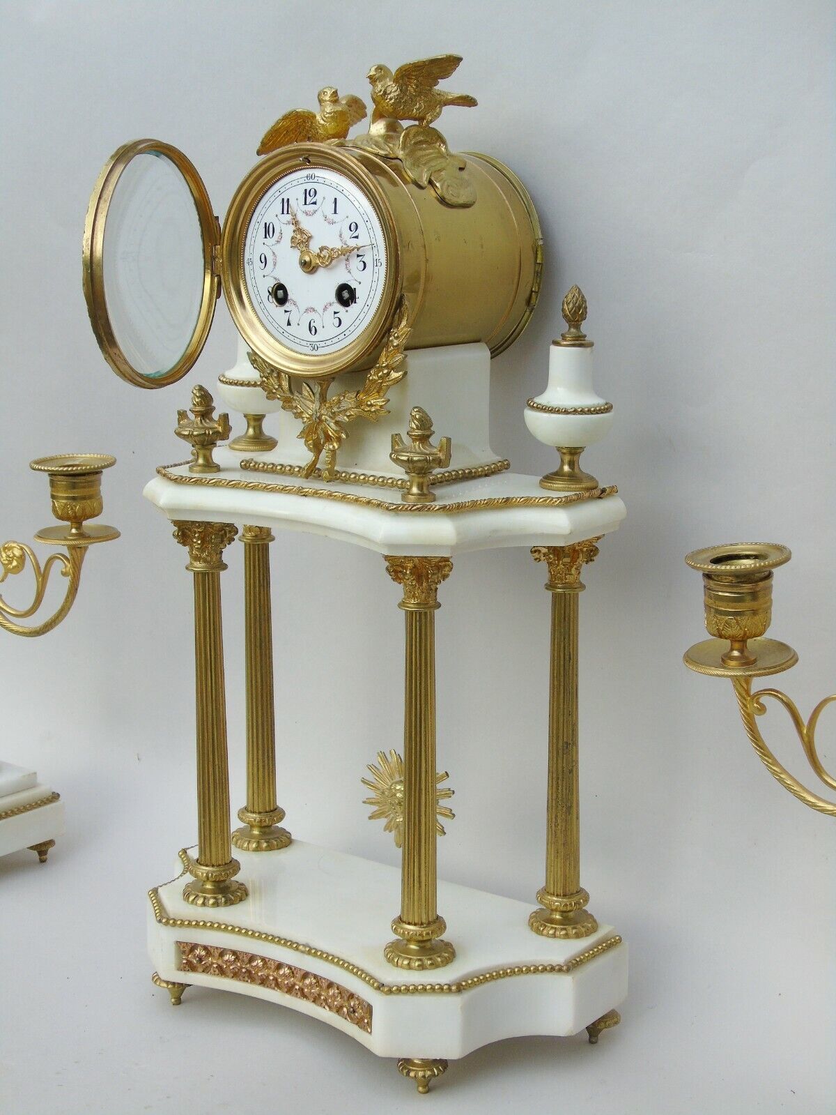 Antique Marble Portico Clock Garniture photo buy