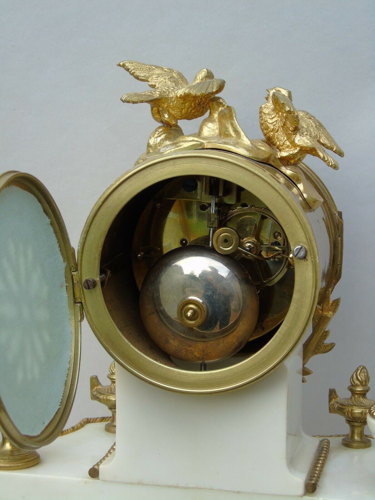 photo for sale Antique Marble Portico Clock Garniture