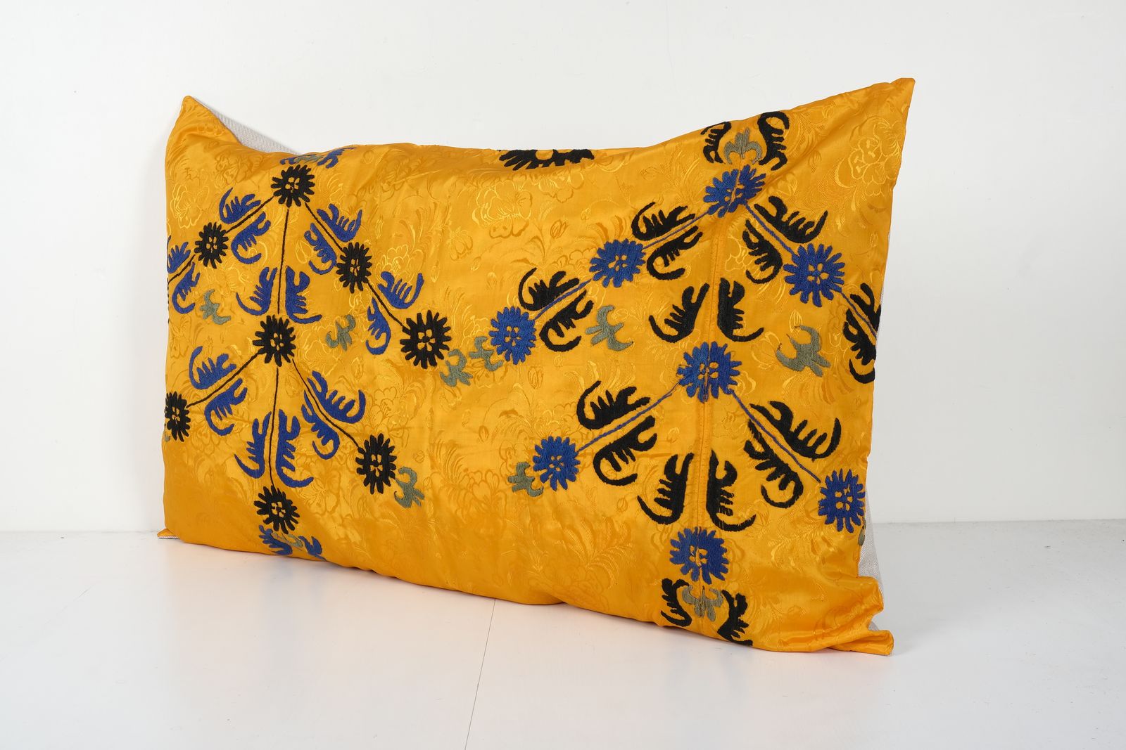 Tashkent Suzani Bedding Pillow Case Made From A 19th Century Suzani   Faded Yellow Uzbek Cushion Cover   Tribal Home Decor 24'' X 40'' photo furniture