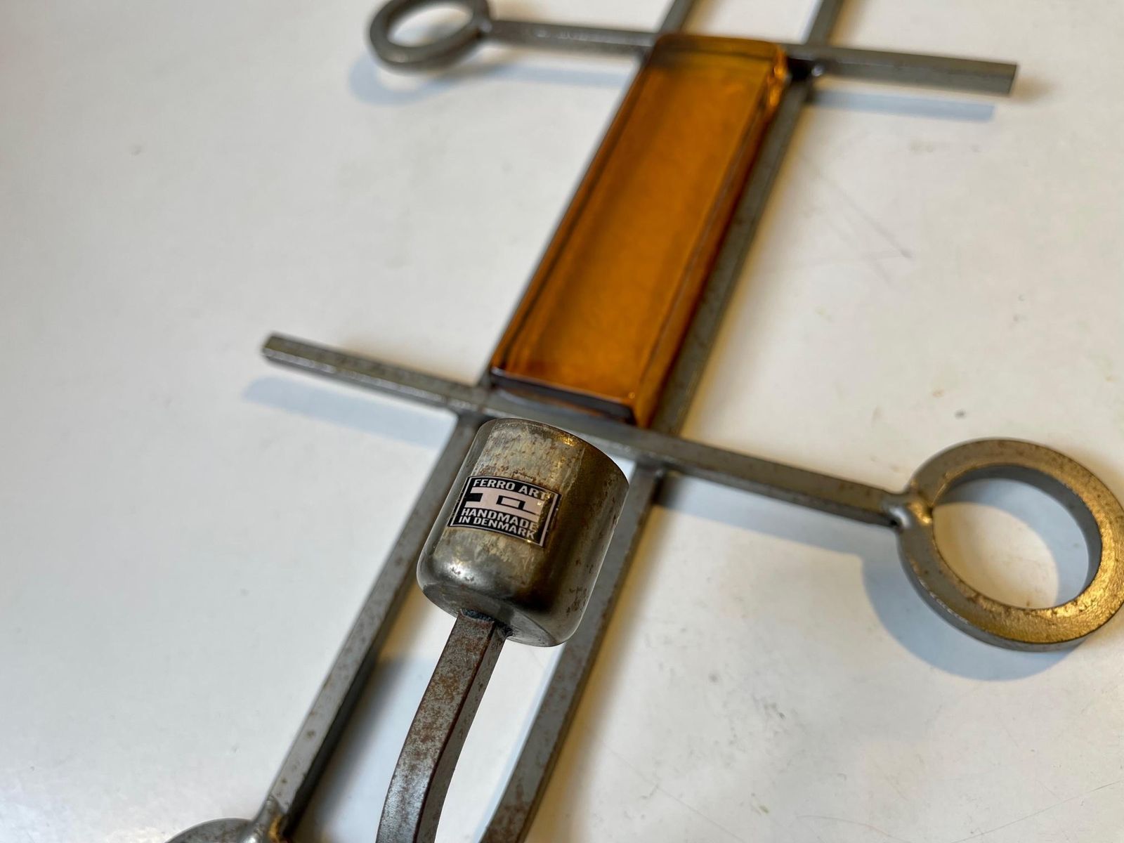 Vintage Modernist Iron And Glass Candle Sconce From Danish Ferro Art 1970s photo buy