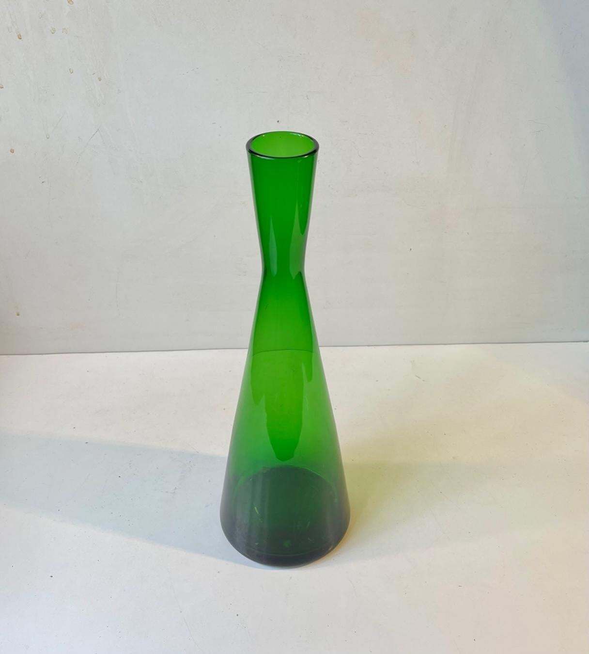 Green Danish Diablo Glass Vase By Per Lütken For Holmegaard 1960s photo for sale