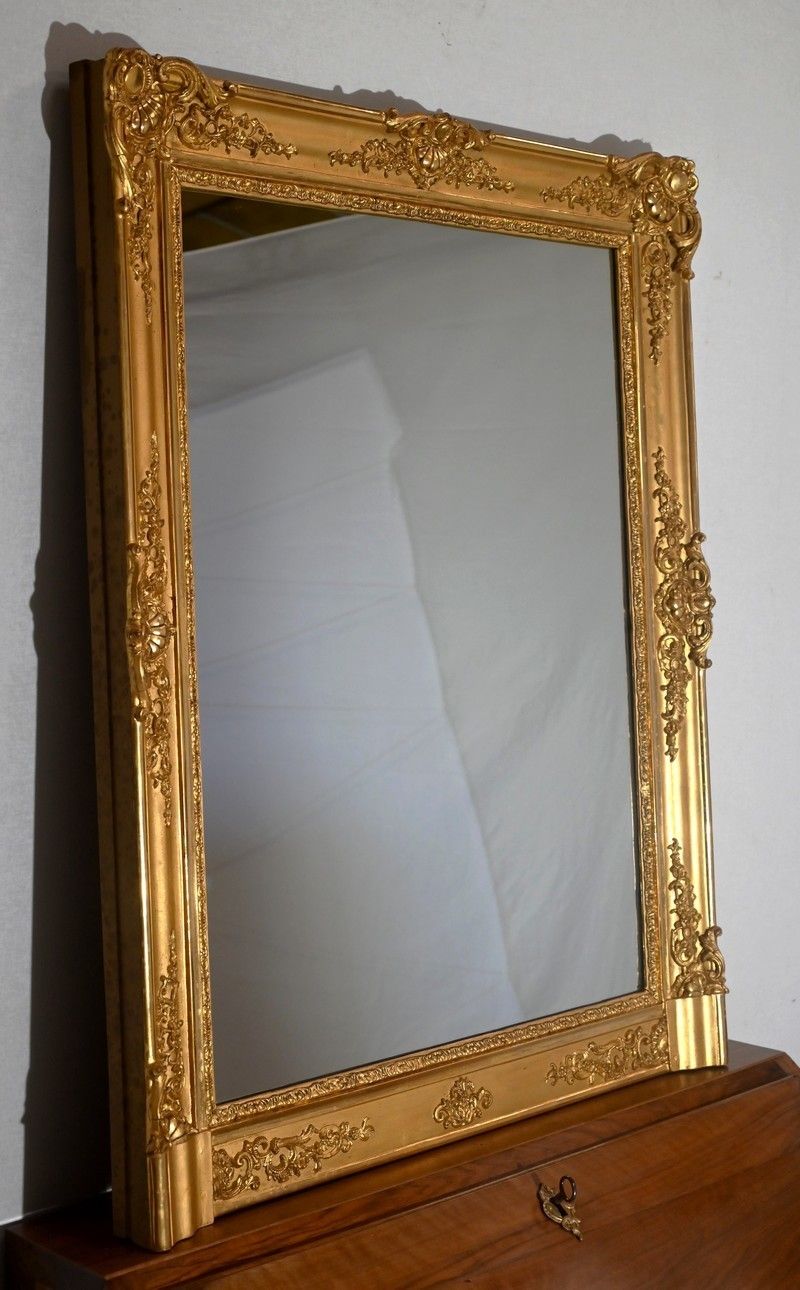 Gilded Wood Fireplace Mirror, Restoration Period   Early 19th Century photo for sale