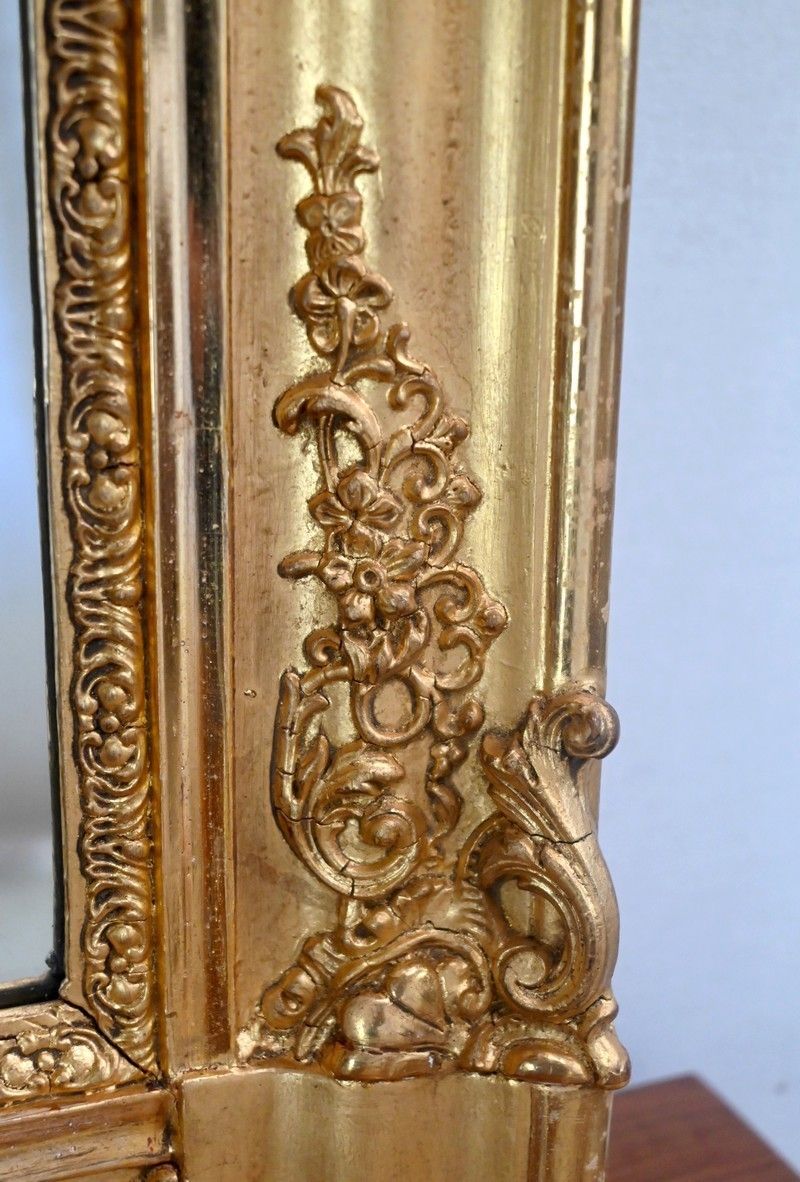 photo furniture Gilded Wood Fireplace Mirror, Restoration Period   Early 19th Century