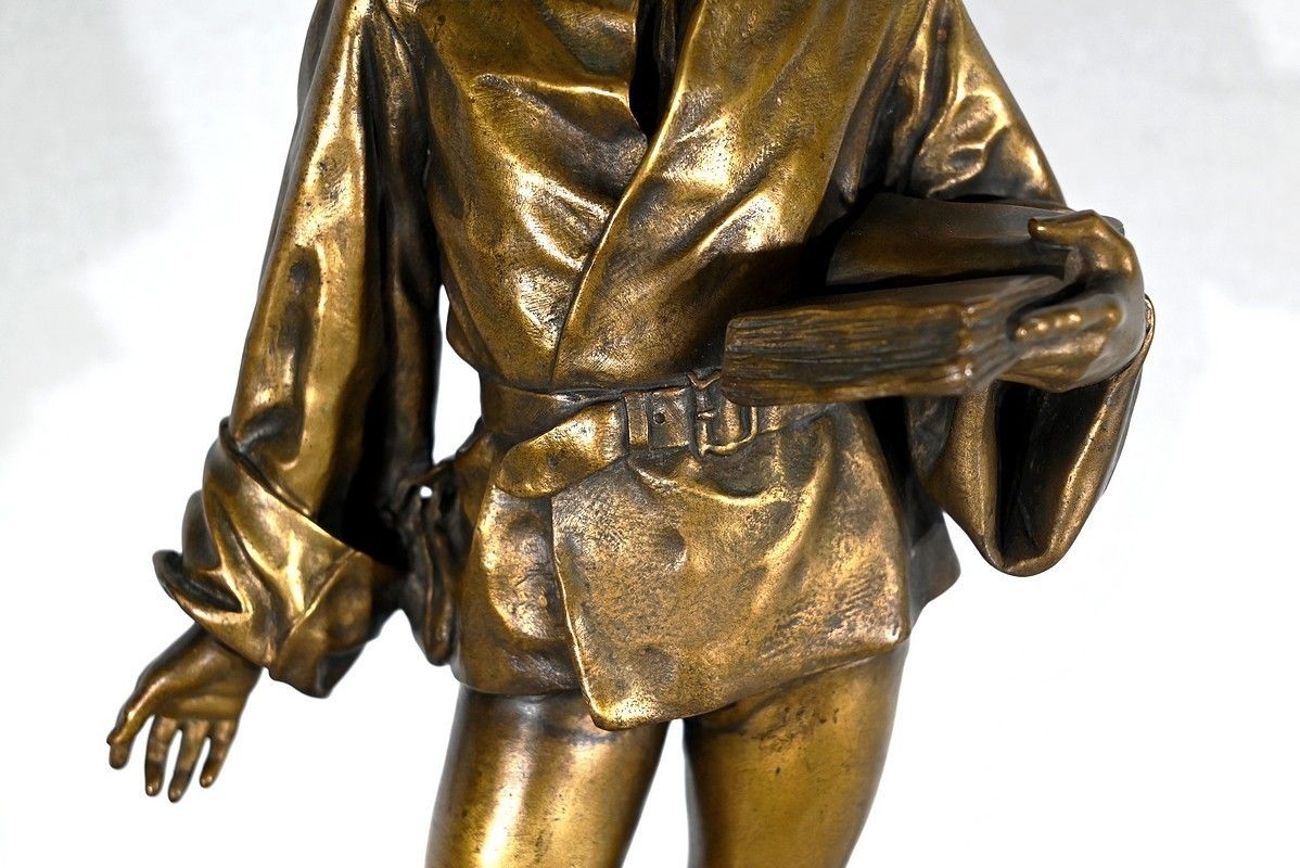 Bronze "Scholier Of The 15th Century", By Friedrich Beer   Late 19th Century photo vinterior