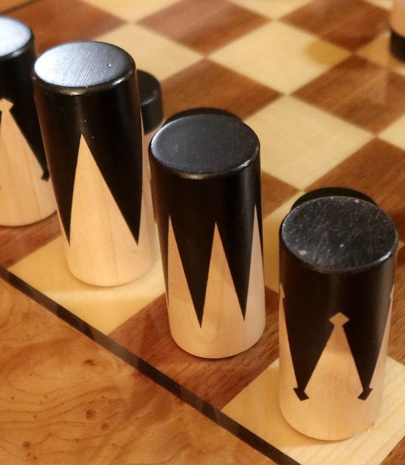 Set Of Games Table, Chessboard And Pair Of Paul Michel Chairs – 1970 photo vintage