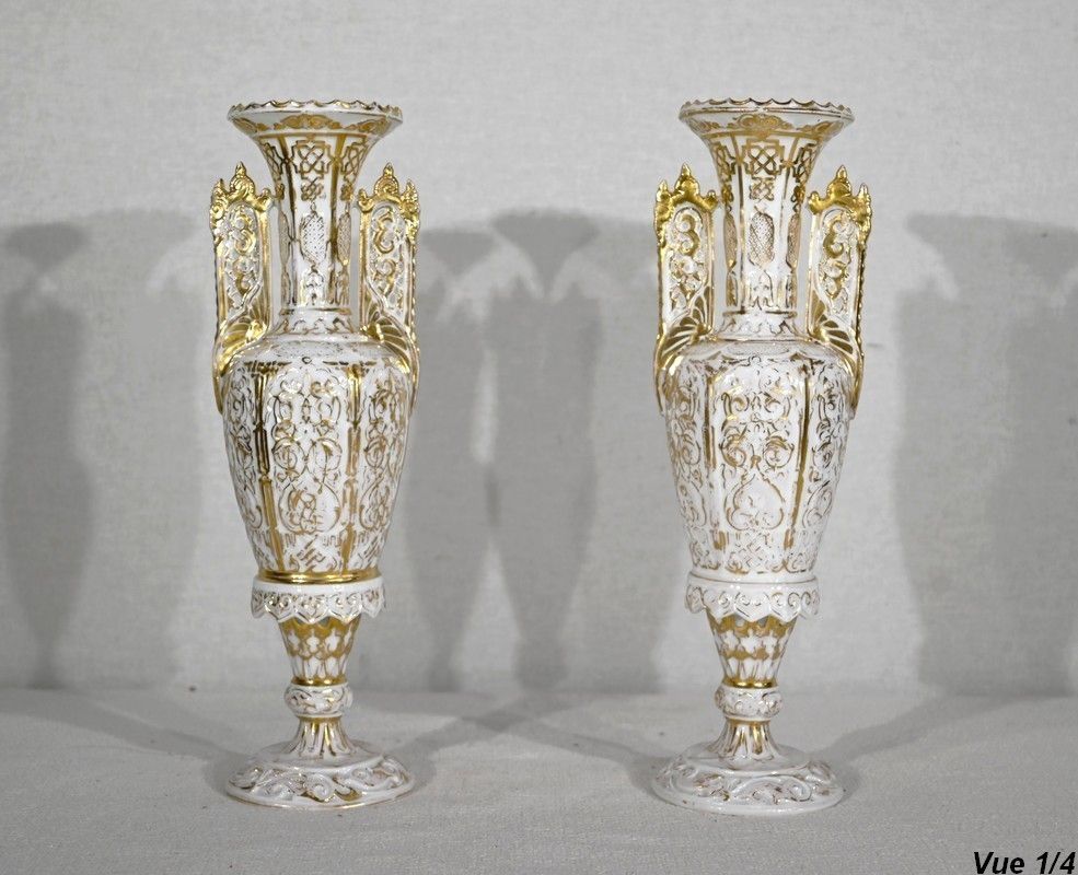 Pair Of Paris Porcelain Vases   Late 19th Century photo Home Decor
