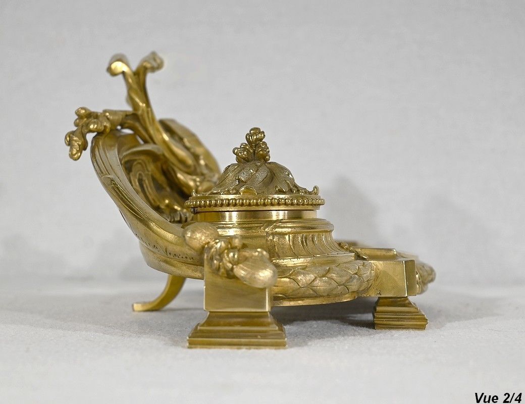 Home Decor Inkwell In Gilt Bronze, Signed Vandevoorde   Early 20th Century photo