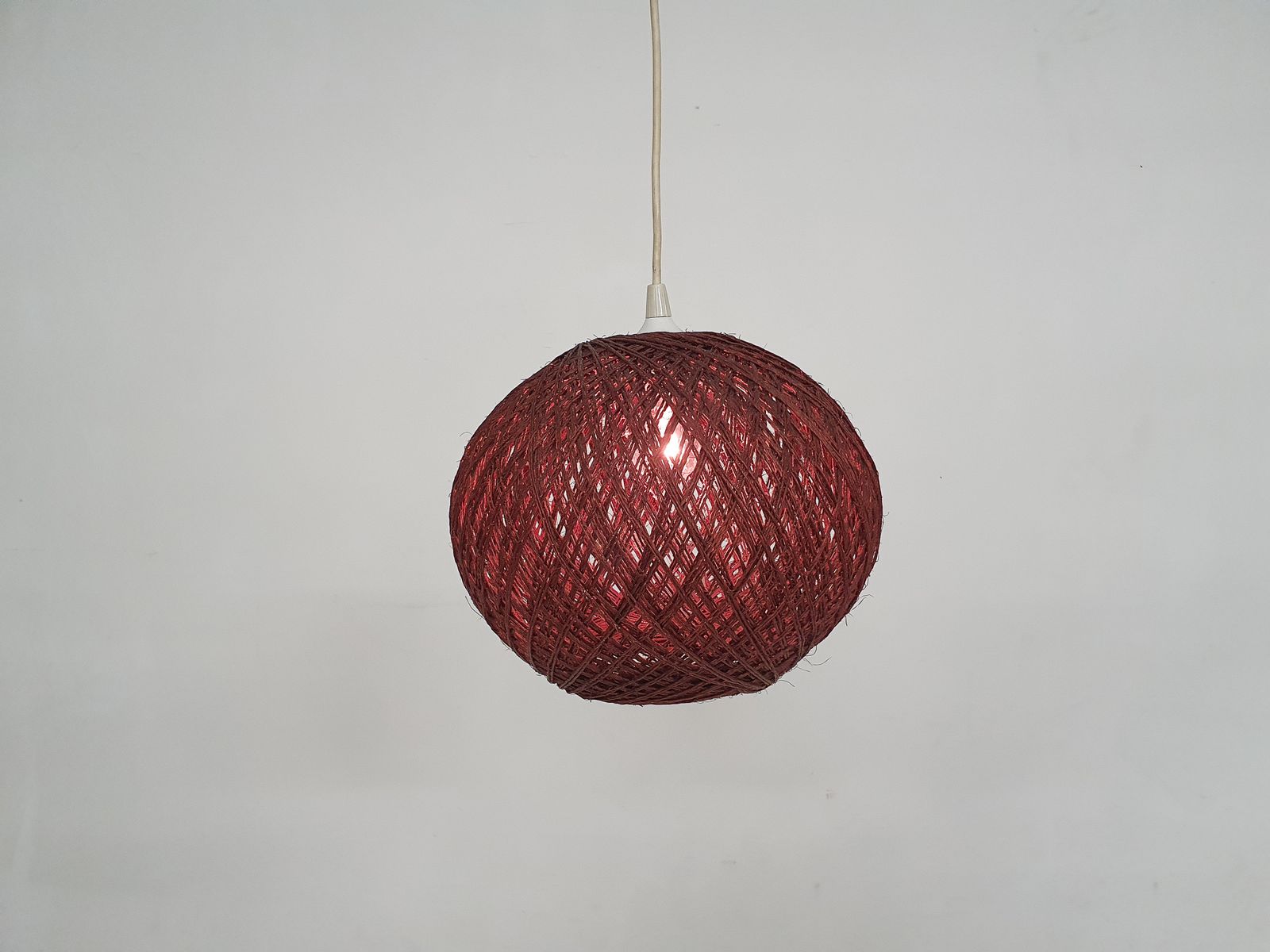 Vintage Pendant Light In Brown Rope, The Netherlands 1960's photo furniture