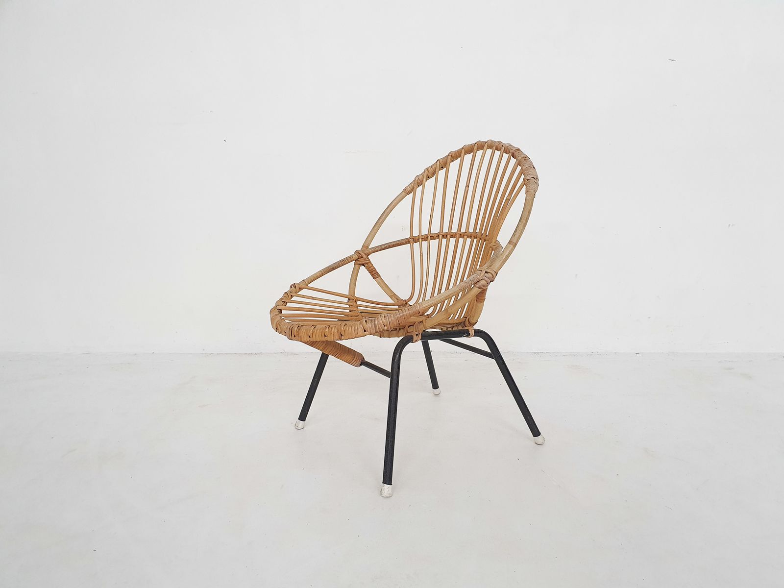 Rohe Noordwolde Rotan En Metalen Loungestoel, Nederland, Ca. Jaren 1950 photo furniture