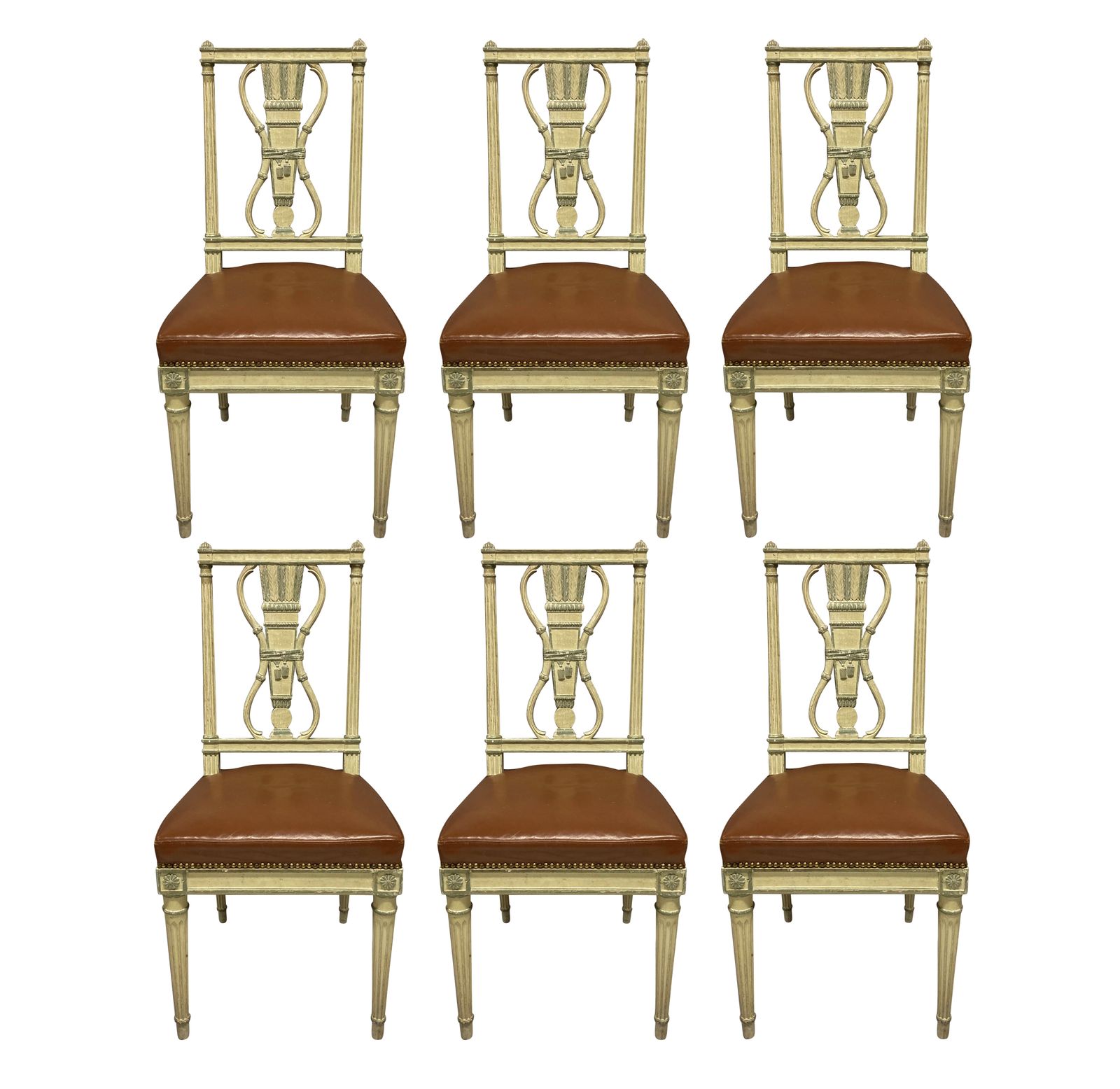 A Set Of Six Louis XVI Style Painted Dining Chairs