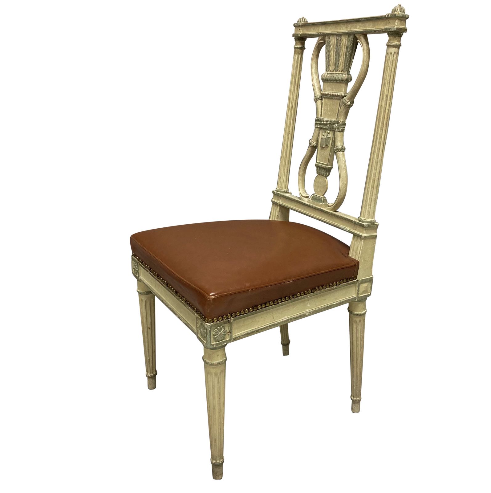 A Set Of Six Louis XVI Style Painted Dining Chairs photo for sale