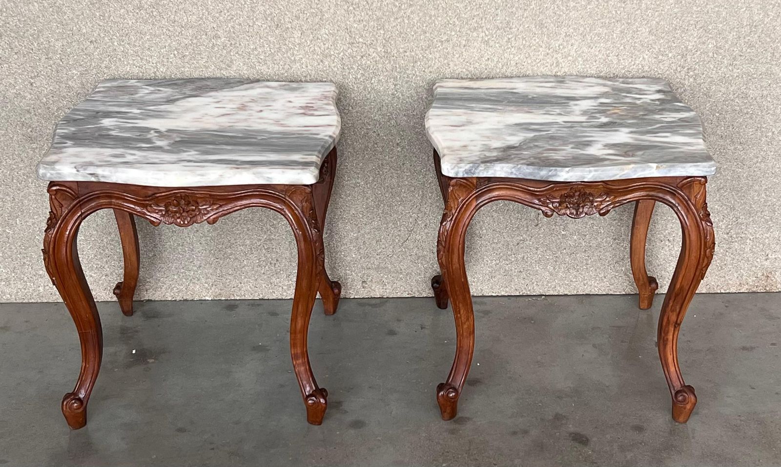 Louis XV Style Set Of Two Coffee Table With Marble Top photo Furniture