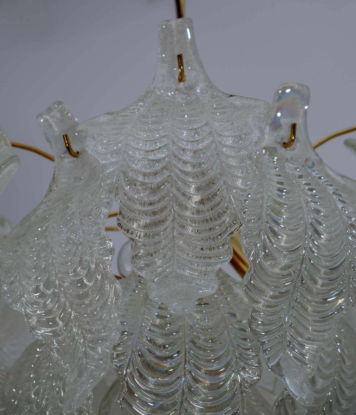 Mazzega Mid Century Modern Murano Glass Leaves Chandelier, 1970s photo buy
