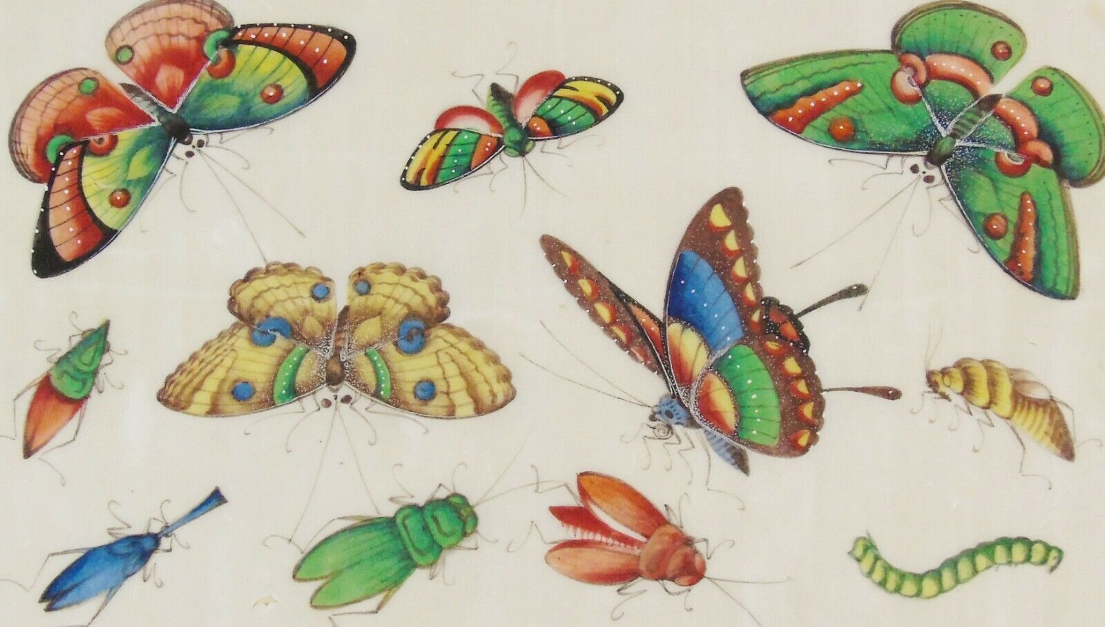 Good 19th Century Chinese Pith Painting Butterflies & Insects photo for sale