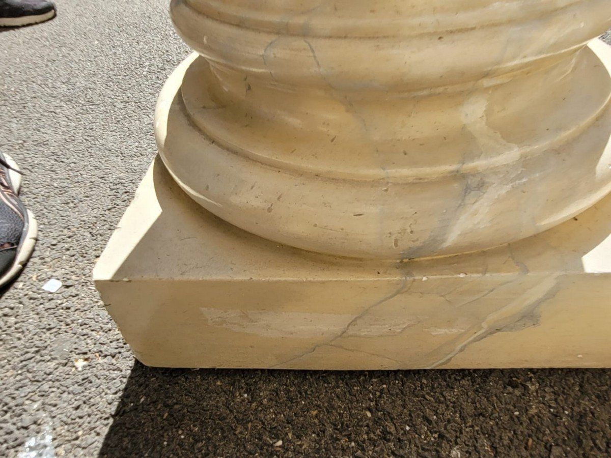 Bust Of Roman Emperor (Otho?) On Column, Patinated Stucco, 20th Century photo Art