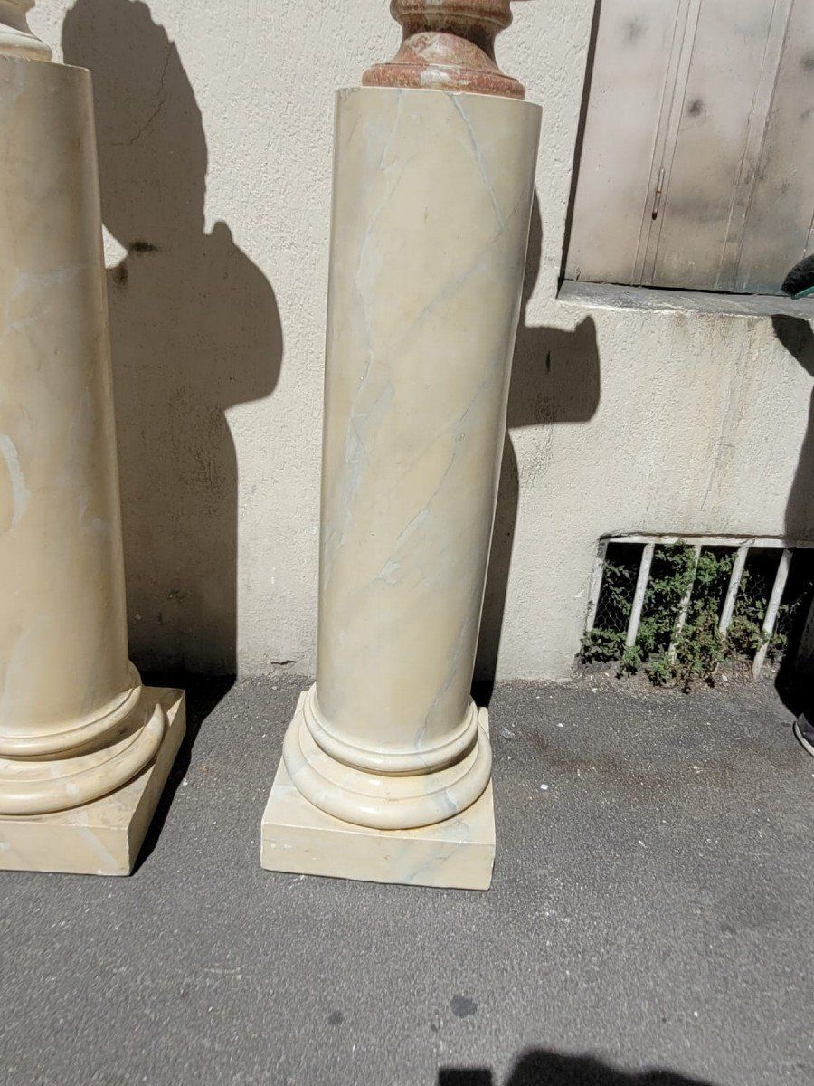 photo for sale Bust Of Roman Emperor (Otho?) On Column, Patinated Stucco, 20th Century