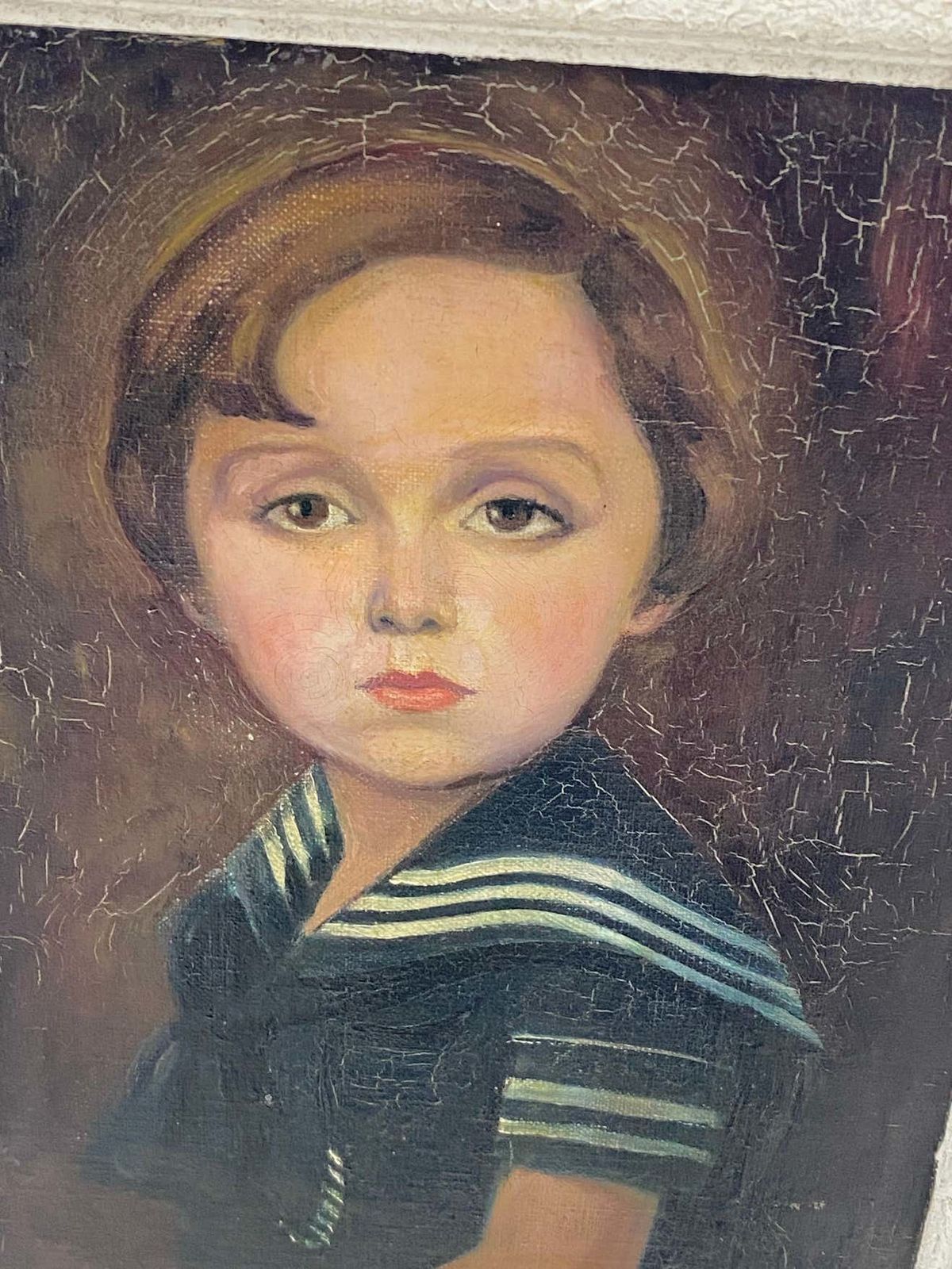 Original Oil Painting, Representing A Litle Boy, Signed, Fance 1930 photo Art