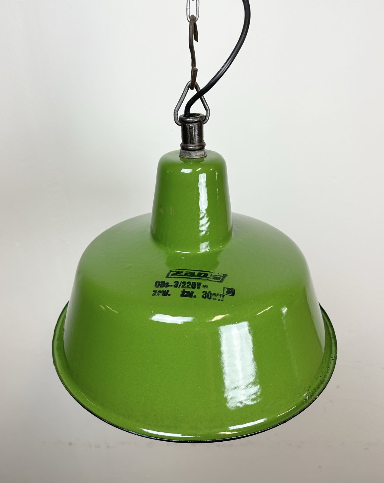 Industrial Green Enamel Factory Lamp From Zaos, 1960s, 14x photo vinterior