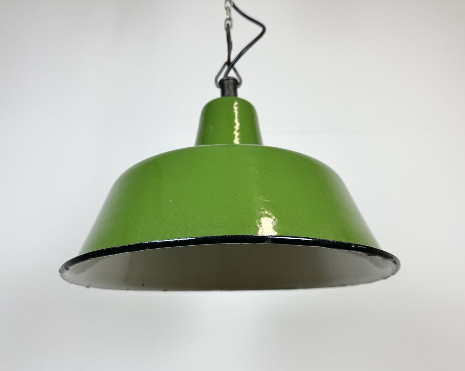 Industrial Green Enamel Factory Lamp From Zaos, 1960s, 14x photo vintage