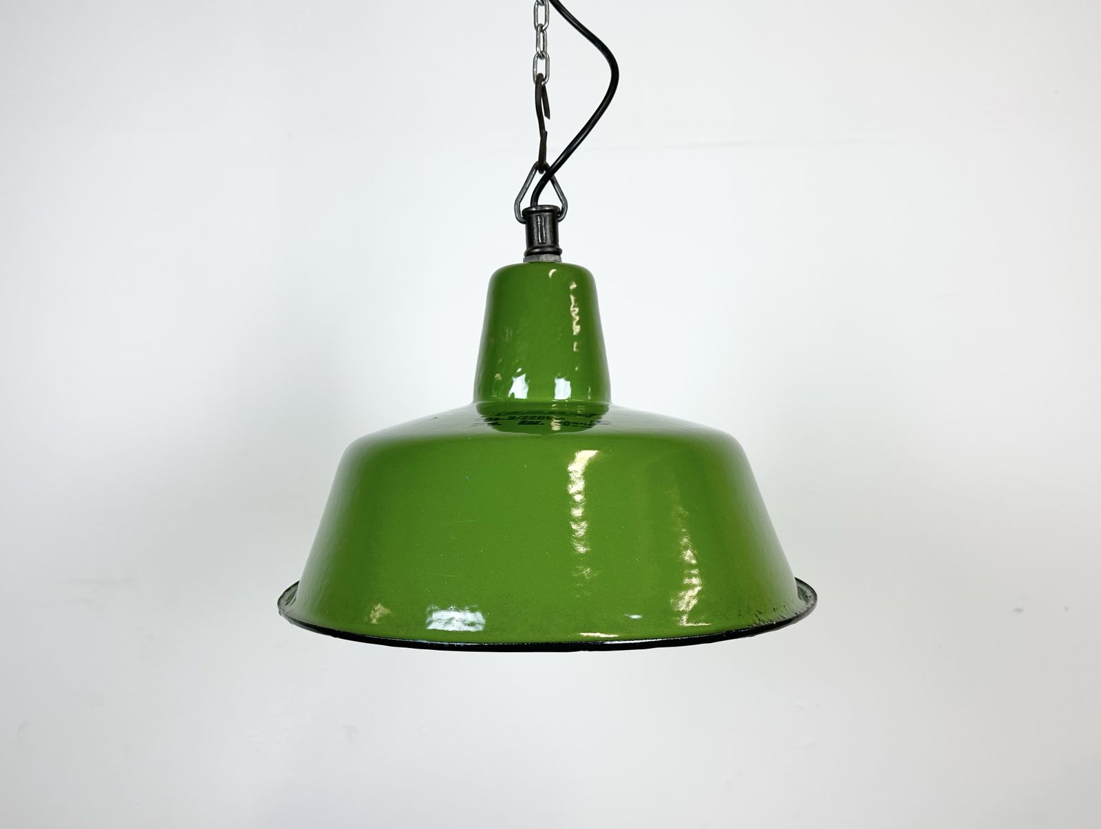 photo for sale Industrial Green Enamel Factory Lamp From Zaos, 1960s, 14x