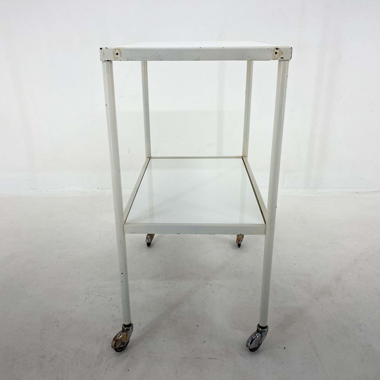 1950's Hospital Table / Trolley On Wheels With Opaxite Glass photo Furniture