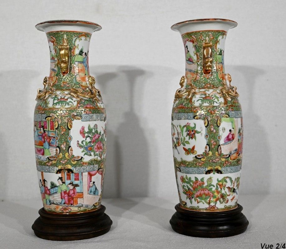 photo vinterior Pair Of Baluster Vases In Chinese Porcelain, Late 19th Century