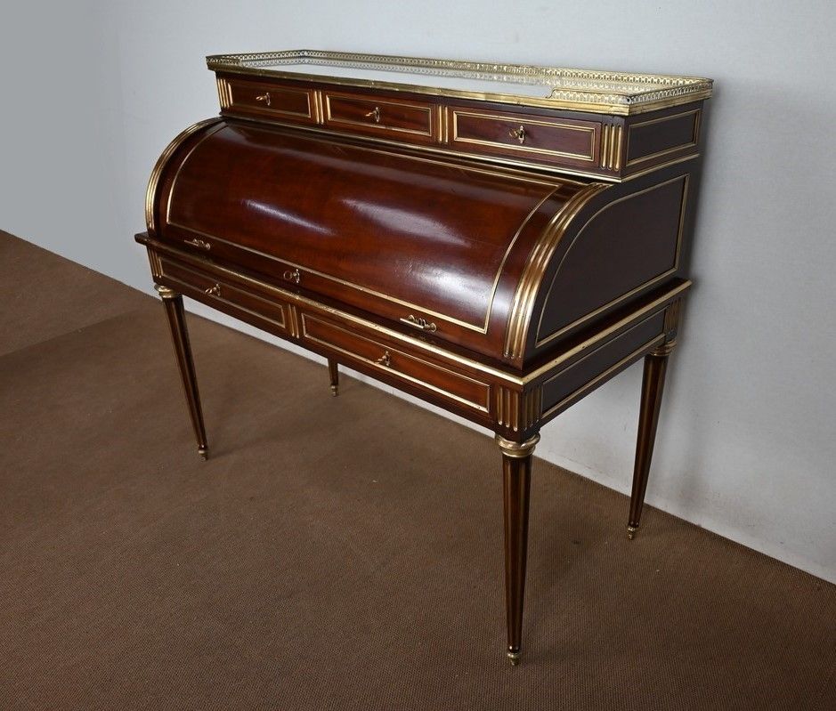 Important Cylinder Desk In Mahogany, Louis XVI Style, Napoleon III Period   2nd Half Of The 19th Century photo furniture