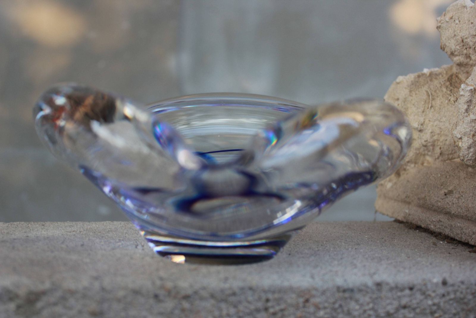 Rare Cigar Smoking Ashtray, Clear Blue Glass, Holland, Maastricht Signed, For Cigar Lounge Or Soothing Area photo 63.0