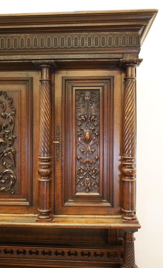 Heavily Detailed Carved Dark Oak Buffet Dragon Carvings photo Furniture