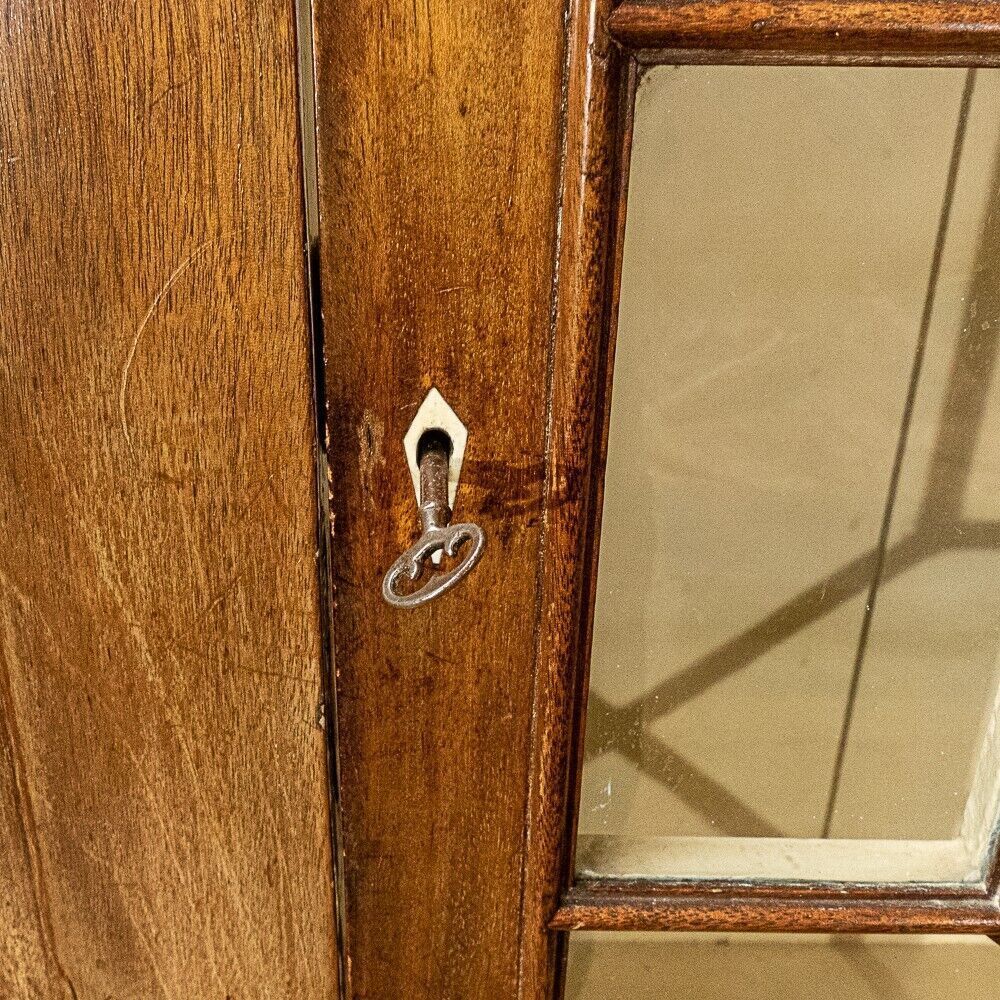 Beautiful Art Deco Oak Glass Door Display Cabinet With Dentil Moulding photo buy