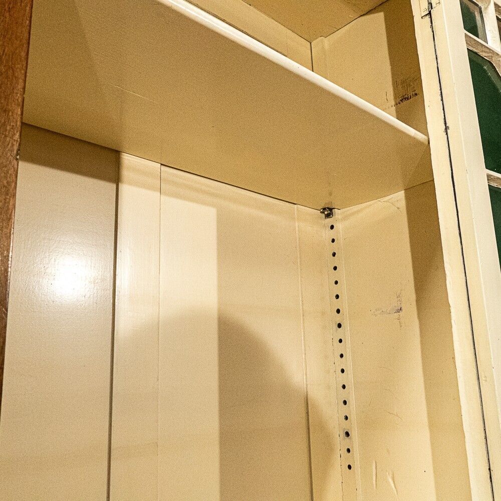 photo for sale Beautiful Art Deco Oak Glass Door Display Cabinet With Dentil Moulding