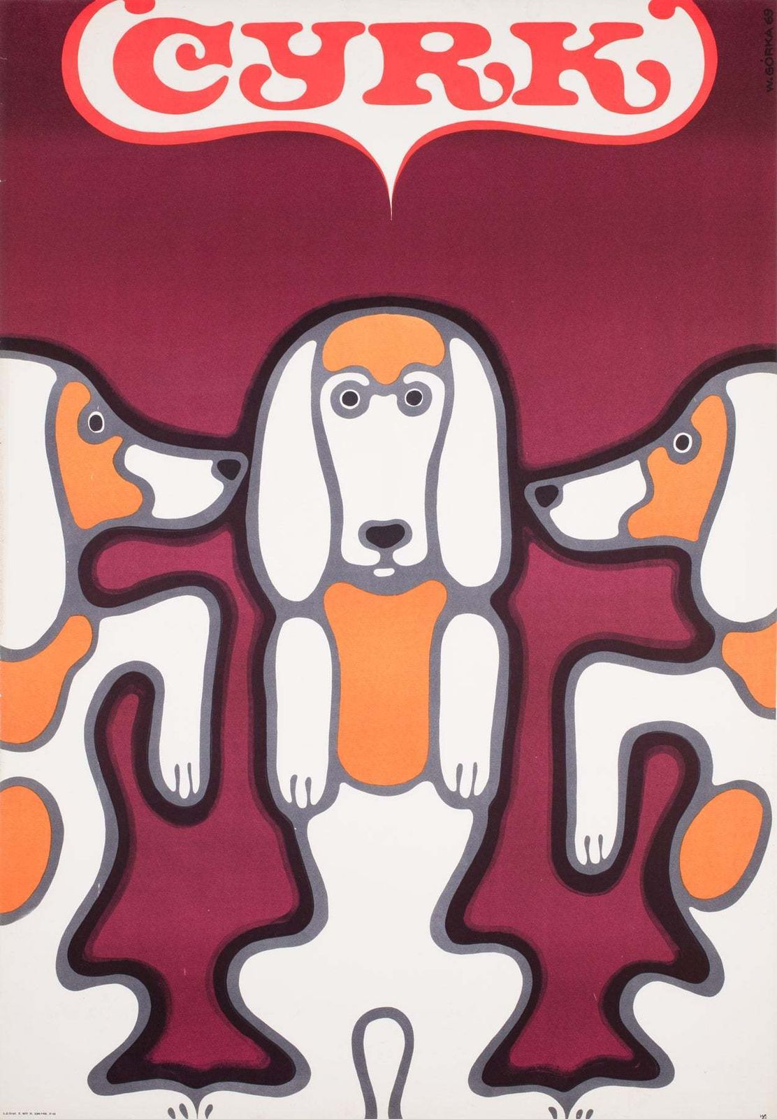 Circus Three Beagles 1969 Polish B1 Circus Poster, Wiktor Gorka