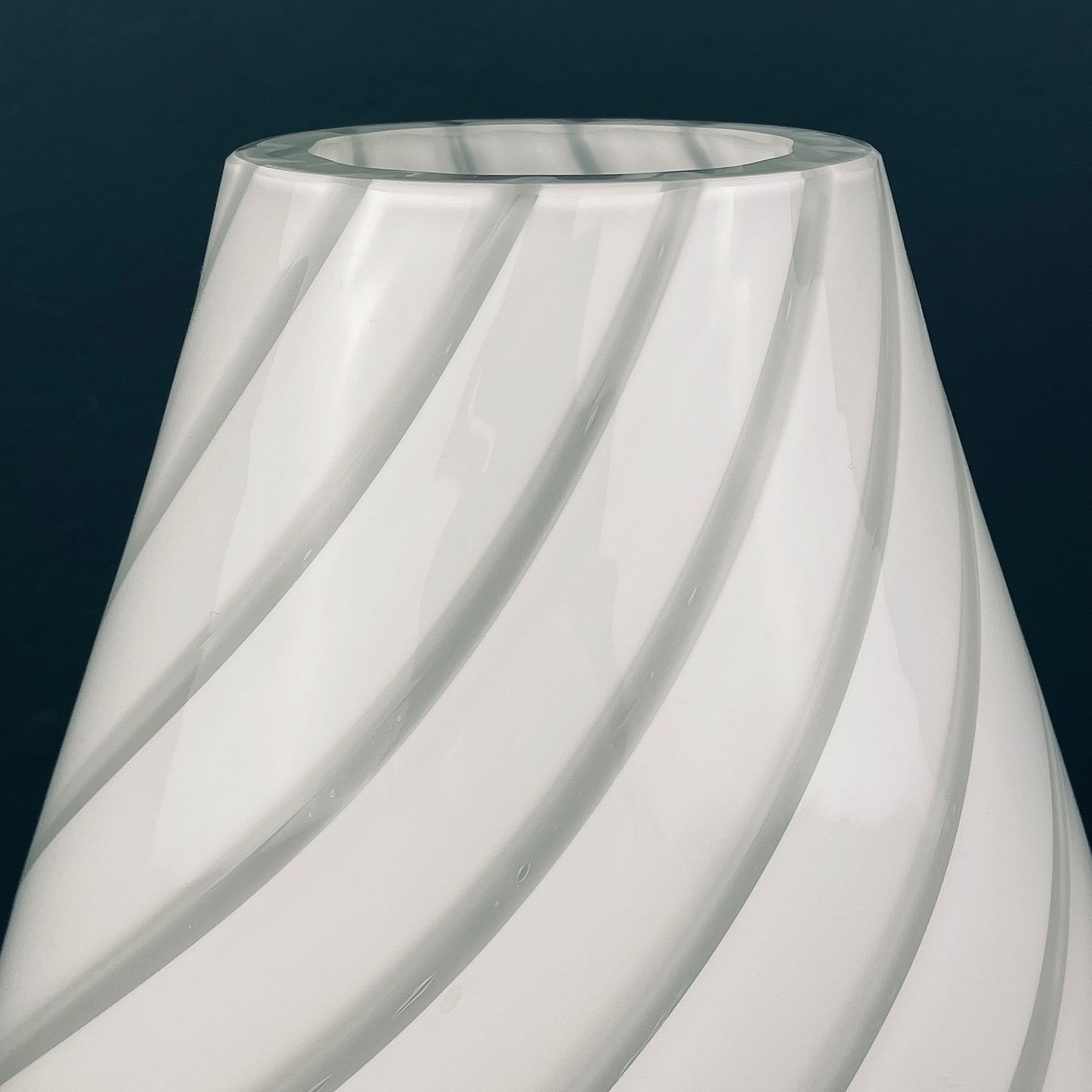 White Swirl Murano Glass Vase Italy 1980s photo vintage