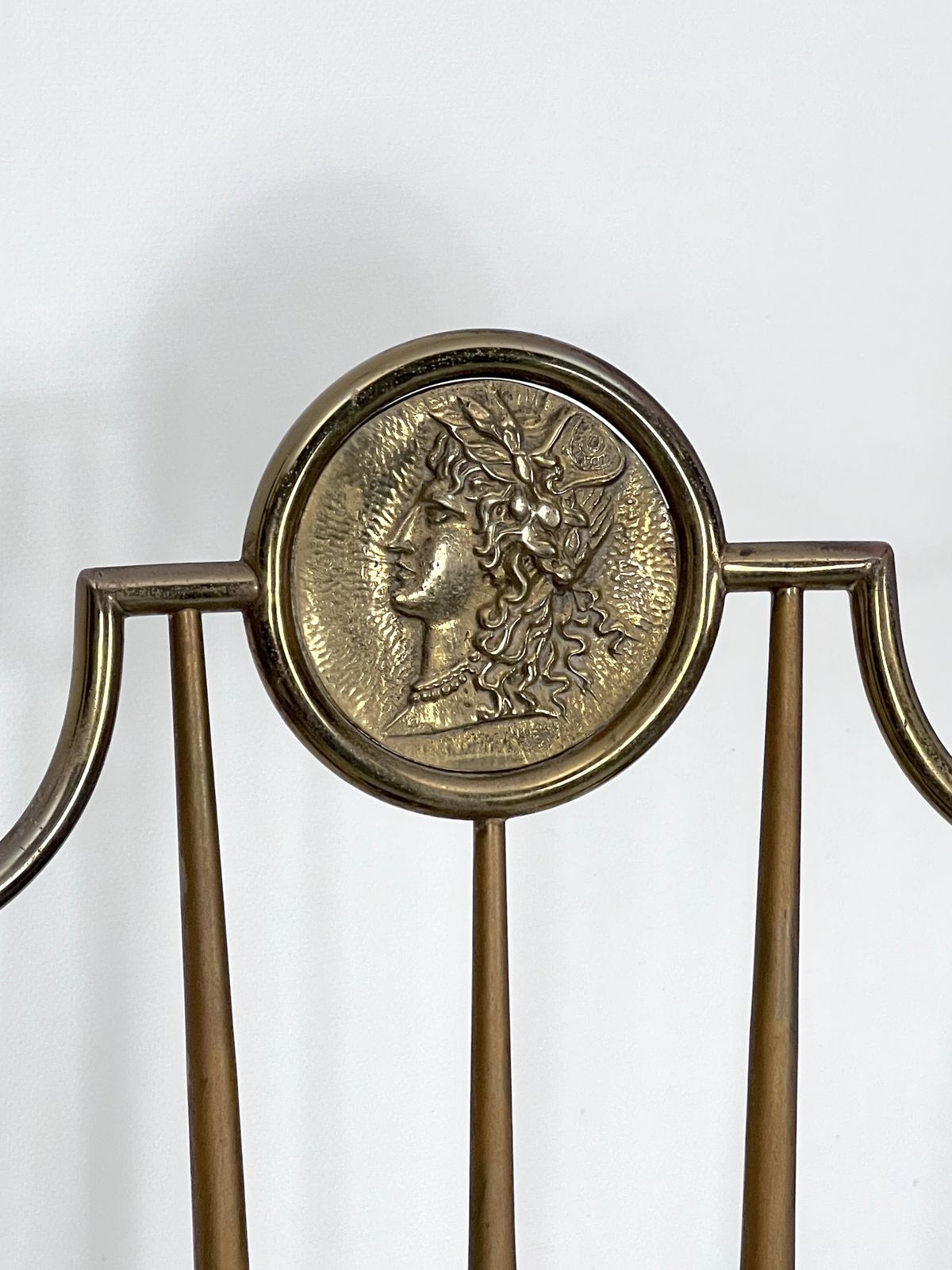 Vintage Pair Of Brass Tall Chairs From Chiavari, Italy 1950s photo for sale