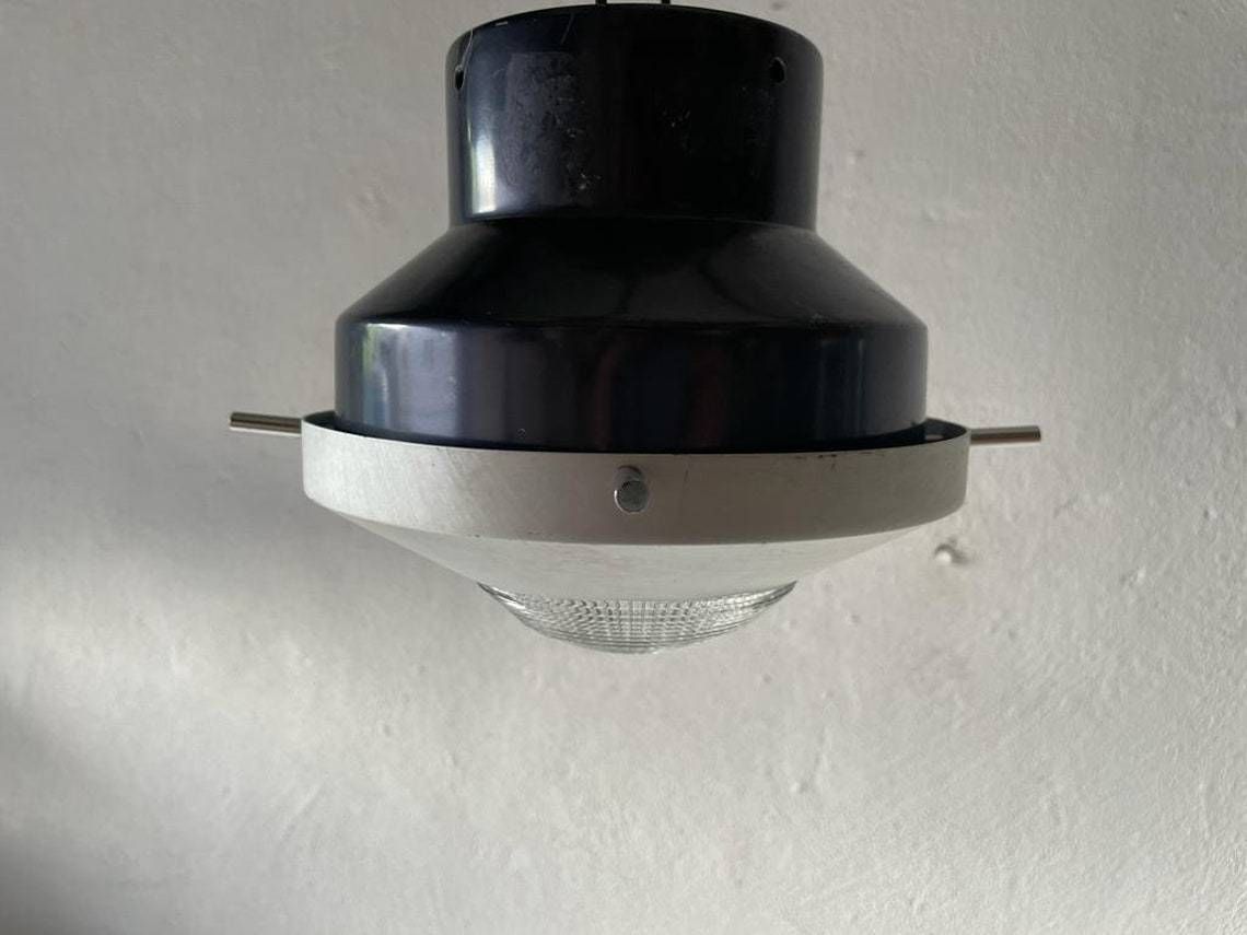 Very Rare Black And White Industrial Flush Mount Light, In Style Of Stilnovo, 1960s, Italy photo Lighting