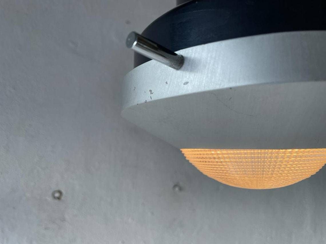 Very Rare Black And White Industrial Flush Mount Light, In Style Of Stilnovo, 1960s, Italy photo vintage