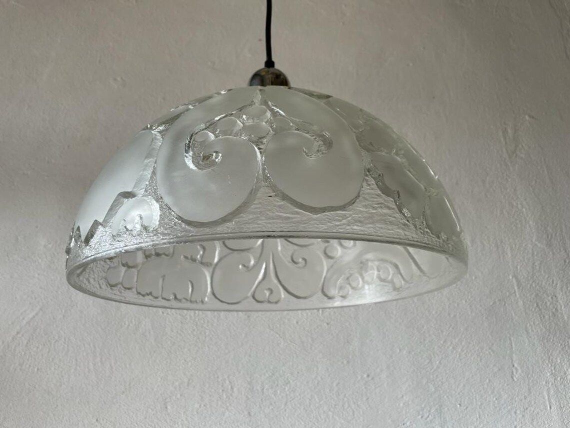 Peill Und Putzler 3 Dimensional Artwork On Heavy Glass Rare Ceiling Lamp, 1970s, Germany photo vinterior