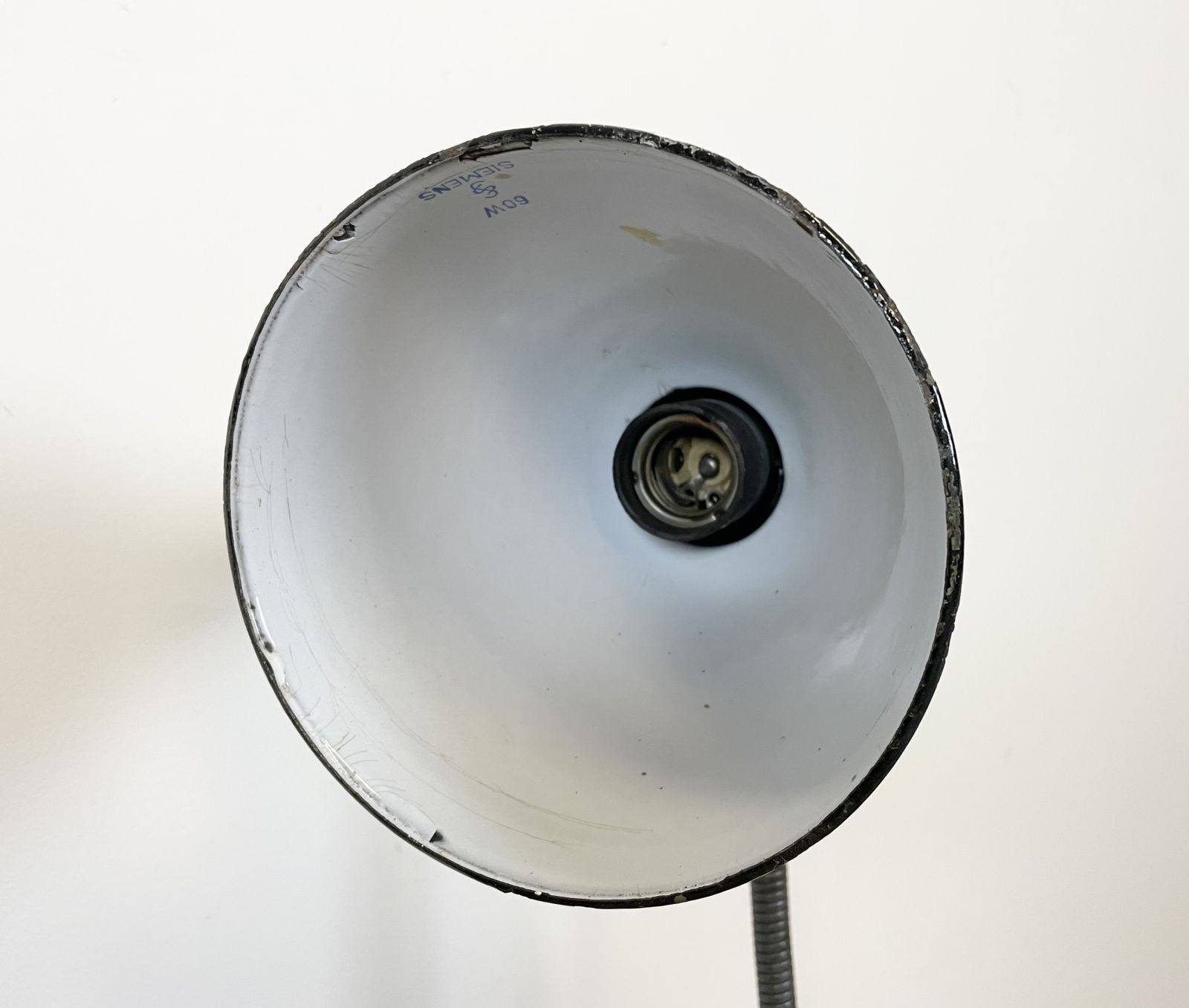 photo vintage Industrial Grey Enamel Gooseneck Desk Lamp From Siemens, 1950s