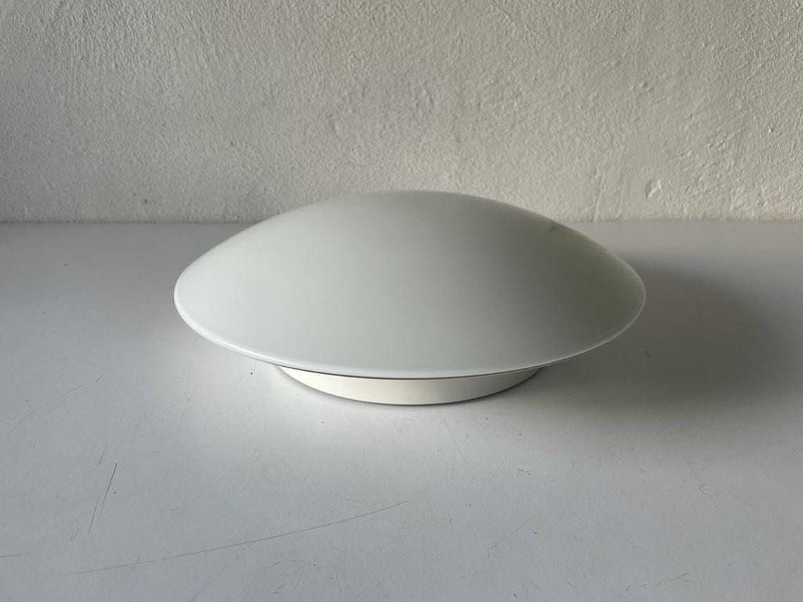 Mushroom White Glass Flush Mount Ceiling Or Wall Lamp By Peill Putzler  1960s  Germany photo 850.64