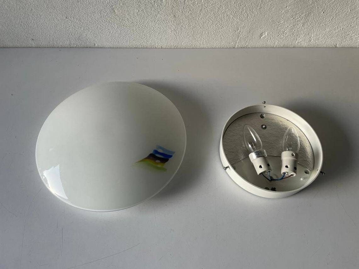 photo for sale Mushroom White Glass Flush Mount Ceiling Or Wall Lamp By Peill Putzler  1960s  Germany