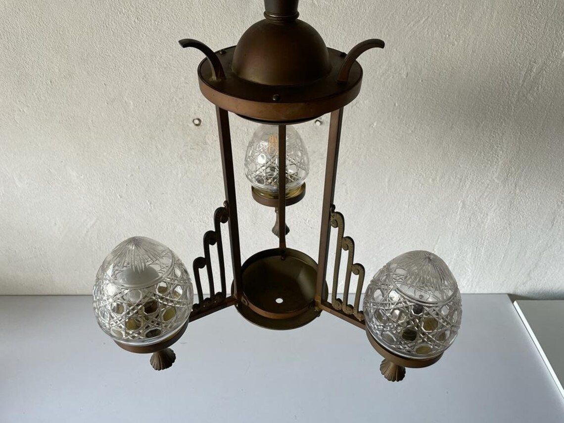 Unique French Copper Architectural Body Chandelier 1940s France photo 3401.32